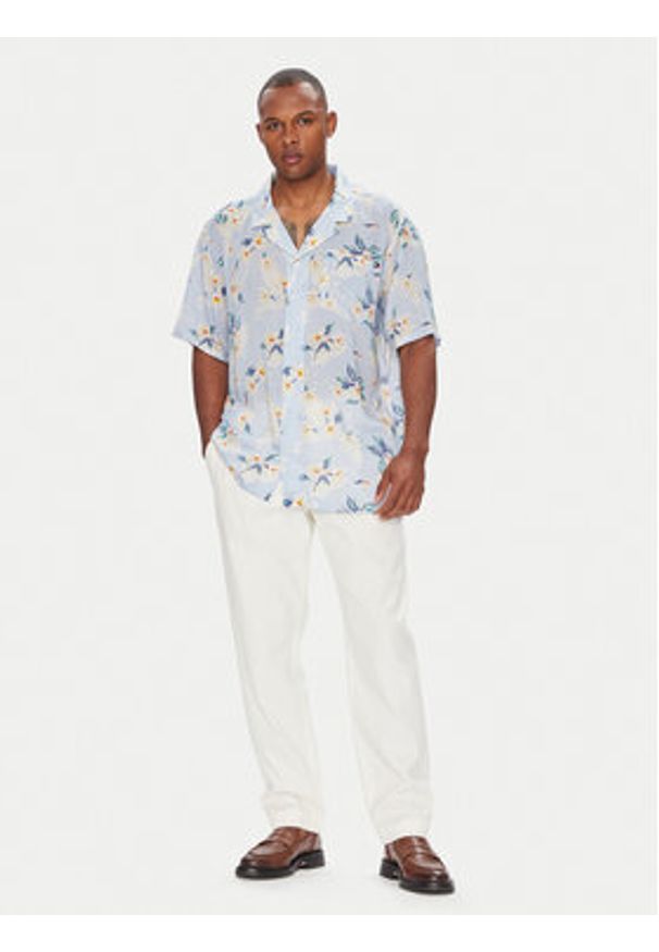 TOMMY HILFIGER - Tommy Hilfiger Koszula Bowling UM0UM03227 Błękitny Regular Fit. Kolor: niebieski. Materiał: wiskoza