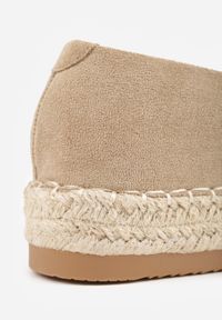 Born2be - Ciemnobeżowe Klasyczne Espadryle VICES na Grubej Podeszwie z Plecionką Idathelia. Okazja: na co dzień, na spacer. Kolor: beżowy. Materiał: jeans, len. Styl: klasyczny #3