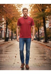 Męska, Bawełniana Koszulka Polo - Pako Jeans - Czerwona. Okazja: na co dzień. Typ kołnierza: polo. Kolor: czerwony. Materiał: bawełna. Styl: casual #6
