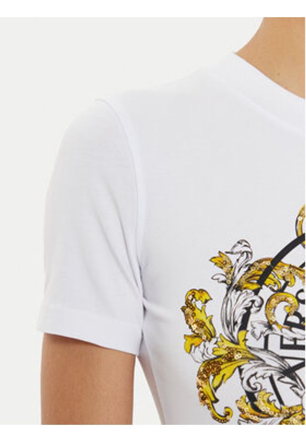 Versace Jeans Couture T-Shirt 78HAHC01 Biały Regular Fit. Kolor: biały. Materiał: bawełna