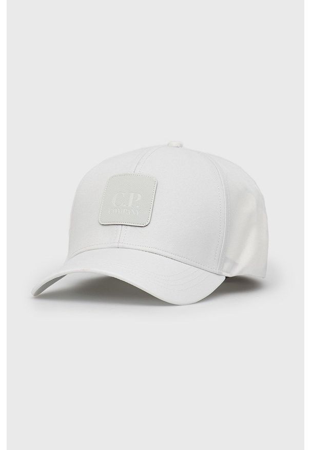 C.P. Company czapka kolor biały z aplikacją. Kolor: biały. Wzór: aplikacja