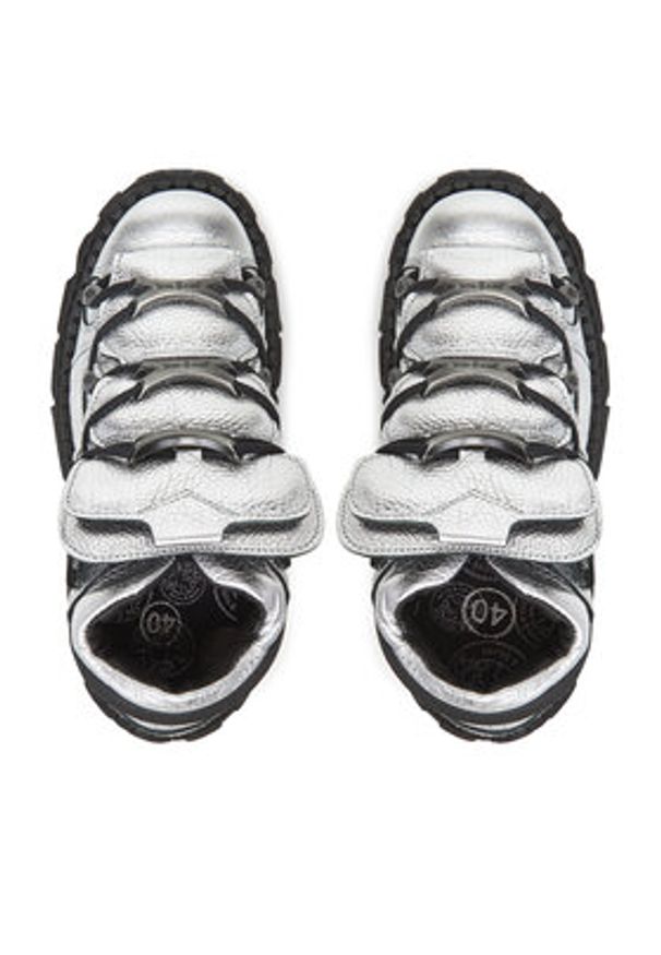 NEW ROCK Botki M-106WALL-C16 Srebrny. Kolor: srebrny. Materiał: skóra. Styl: rockowy