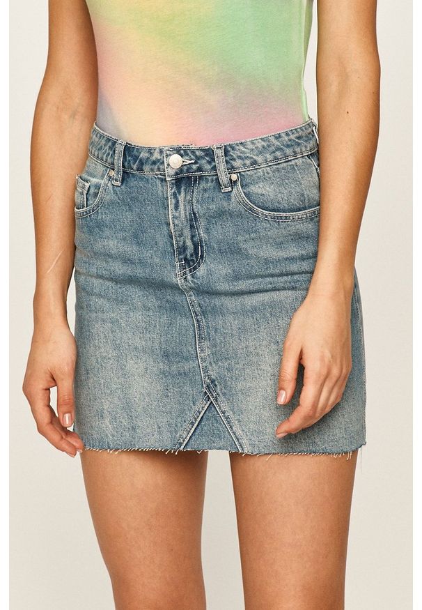 Haily's - Spódnica jeansowa. Okazja: na co dzień. Stan: podwyższony. Kolor: niebieski. Materiał: jeans. Styl: casual