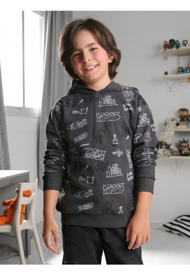 Sinsay - Bluza z kapturem - szary. Typ kołnierza: kaptur. Kolor: szary