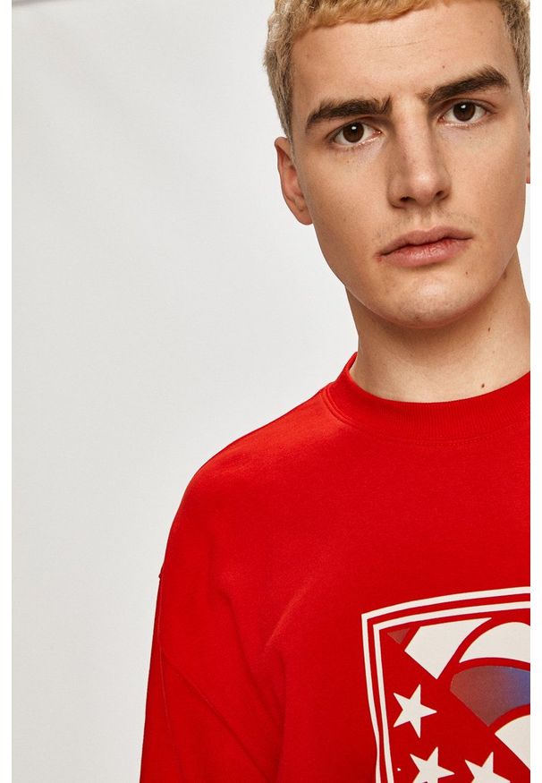 Tommy Jeans - Bluza. Kolor: czerwony. Wzór: nadruk