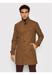 Jack&Jones PREMIUM Płaszcz wełniany Blamel Ton 12177644 Brązowy Regular Fit. Kolor: brązowy. Materiał: wełna, syntetyk #1