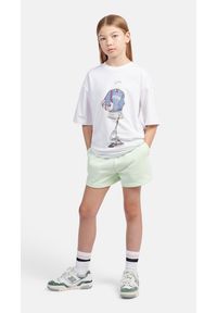 Spodenki dziecięce New Balance LAKG0006MEW – miętowe. Kolor: miętowy. Materiał: bawełna, poliester. Styl: sportowy #6