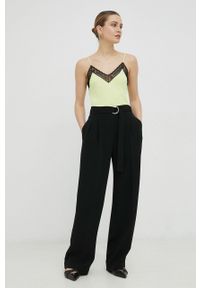 BOSS spodnie damskie kolor czarny proste high waist. Okazja: na co dzień. Stan: podwyższony. Kolor: czarny. Styl: casual #4