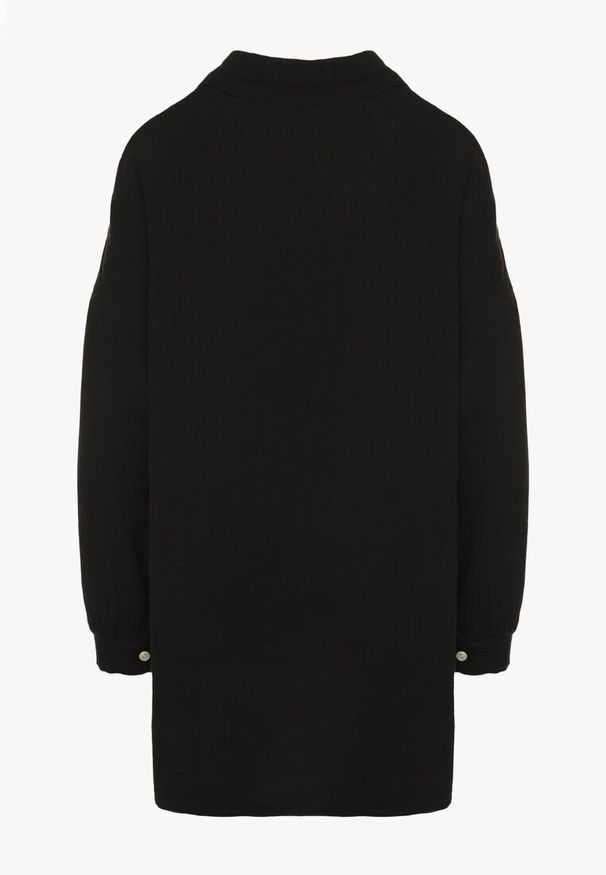 Born2be - Czarna Bawełniana Koszula Muślinowa Atelora. Typ kołnierza: kołnierzyk klasyczny. Kolor: czarny. Materiał: bawełna. Długość rękawa: długi rękaw. Długość: długie. Sezon: wiosna, lato. Styl: klasyczny