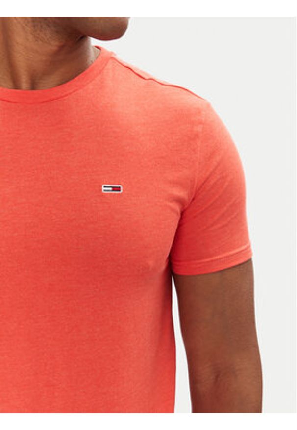 Tommy Jeans T-Shirt Jaspe DM0DM20363 Pomarańczowy Slim Fit. Kolor: pomarańczowy. Materiał: syntetyk