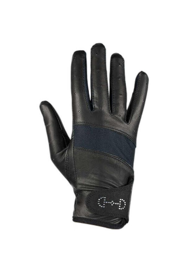 HORZE - Damskie skórzane i siatkowe rękawice jeździeckie Horze. Kolor: czarny. Materiał: skóra. Sport: jeździectwo