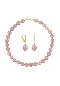 Braccatta - NELLIE ROSE Naszyjnik i kolczyki duże perły barokowe różowe. Materiał: złote, pozłacane, srebrne. Kolor: różowy. Wzór: aplikacja. Kamień szlachetny: perła #1