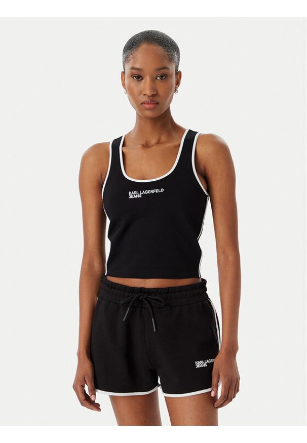 Karl Lagerfeld Jeans Top B2W17087 Czarny Slim Fit. Kolor: czarny. Materiał: syntetyk