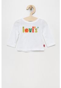 Levi's® - Levi's longsleeve dziecięcy kolor biały. Okazja: na spotkanie biznesowe, na co dzień. Kolor: biały. Długość rękawa: długi rękaw. Długość: długie. Wzór: nadruk. Styl: casual, biznesowy