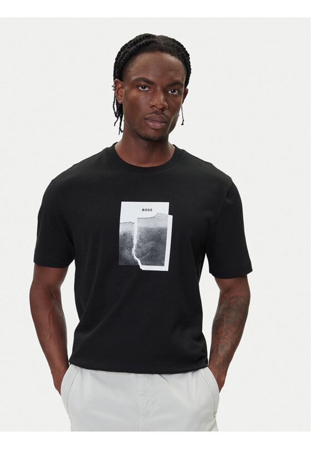 BOSS T-Shirt Te_Brokenice 50554640 Czarny Regular Fit. Kolor: czarny