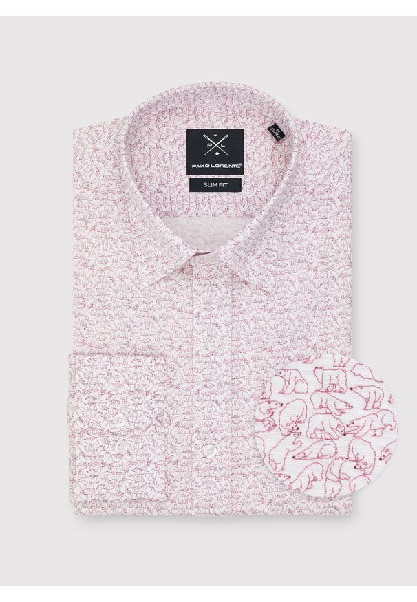 Pako Lorente - PAKO LORENTE – Koszula męska w drobny wzór. Materiał: elastan, bawełna. Długość rękawa: długi rękaw. Długość: długie