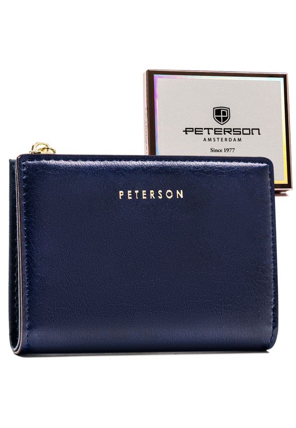 Portfel damski Peterson PTN 003-F granatowy. Kolor: niebieski. Materiał: skóra ekologiczna