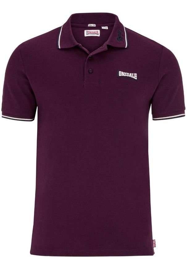 Polo Lonsdale Lion. Typ kołnierza: polo. Kolor: czerwony. Styl: elegancki, sportowy