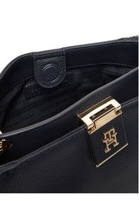 TOMMY HILFIGER - Tommy Hilfiger Torebka Th Her Med Satchel Corp AW0AW17830 Granatowy. Kolor: niebieski. Materiał: skórzane #4