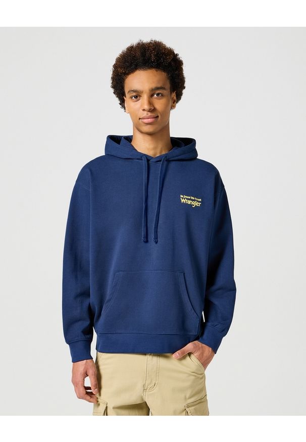 Wrangler - WRANGLER MĘSKA BLUZA Z KAPTUREM HOODIE 112357369. Typ kołnierza: kaptur