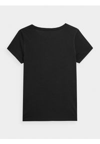 4f - T-shirt regular z wełną Merino damski. Kolor: czarny. Materiał: wełna #2