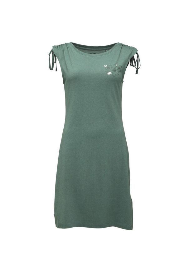 WOMEN'S HEALTH - Sukienka damska LOAP Asasbeda zielona S, 50% bawełna/50% modal. Kolor: zielony. Materiał: bawełna. Wzór: kwiaty. Typ sukienki: sportowe. Styl: elegancki, sportowy