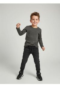 Sinsay - Koszulka z długimi rękawami z tłoczonym nadrukiem - szary. Kolor: szary. Długość rękawa: długi rękaw. Długość: długie. Wzór: nadruk #1