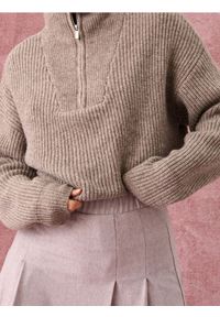 Sinsay - Sweter half-zip z domieszką wełny - brązowy. Kolor: brązowy. Materiał: wełna