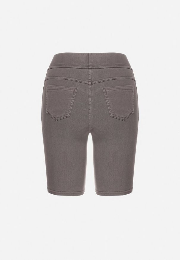 Born2be - Ciemnobeżowe Szorty Jeansowe z Gumką w Pasie i Wysokim Stanem Kivolia. Okazja: na co dzień. Stan: podwyższony. Kolor: beżowy. Materiał: jeans. Sezon: lato. Styl: elegancki, casual
