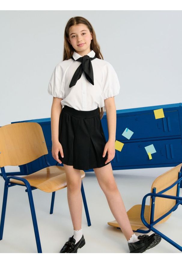 Sinsay - Spódnico-spodenki z wiskozą - czarny. Kolor: czarny. Materiał: wiskoza