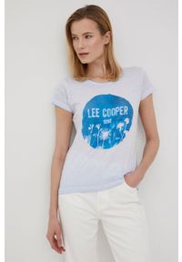 Lee Cooper t-shirt bawełniany. Kolor: niebieski. Materiał: bawełna. Wzór: nadruk