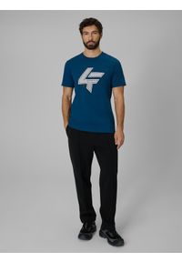4f - 4F T-shirt regular z nadrukiem męski - turkusowa XXL. Okazja: na co dzień. Kolor: turkusowy. Materiał: materiał. Długość rękawa: krótki rękaw. Długość: krótkie. Wzór: nadruk. Styl: casual, klasyczny #2