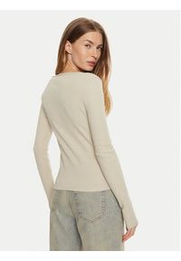 Calvin Klein Jeans Bluzka J20J224197 Beżowy Slim Fit. Kolor: beżowy. Materiał: bawełna #4