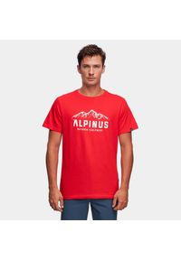 Koszulka turystyczna męska z krótkim rękawem Alpinus Mountains. Kolor: czerwony. Długość rękawa: krótki rękaw. Długość: krótkie