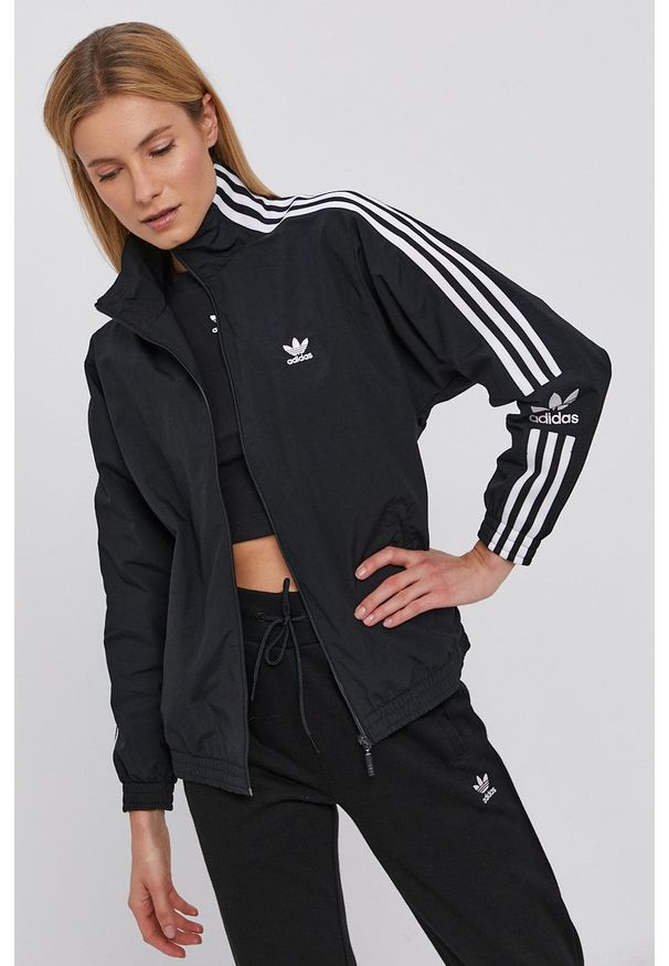 adidas Originals Kurtka damska kolor czarny przejściowa. Okazja: na co dzień. Kolor: czarny. Styl: casual