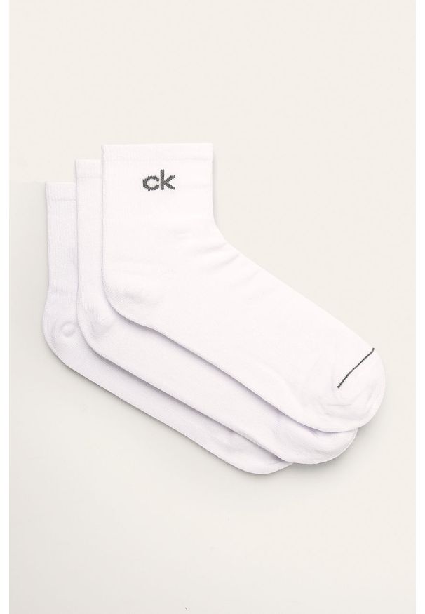 Calvin Klein - Skarpetki (3-pack). Kolor: biały. Materiał: bawełna, materiał, poliamid, elastan. Wzór: gładki