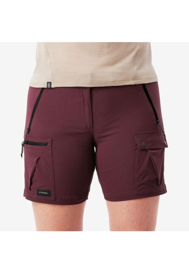 SIMOND - Spodenki trekkingowe damskie Simond MT500. Kolor: czarny, wielokolorowy, fioletowy. Materiał: tkanina, syntetyk, materiał. Sport: turystyka piesza