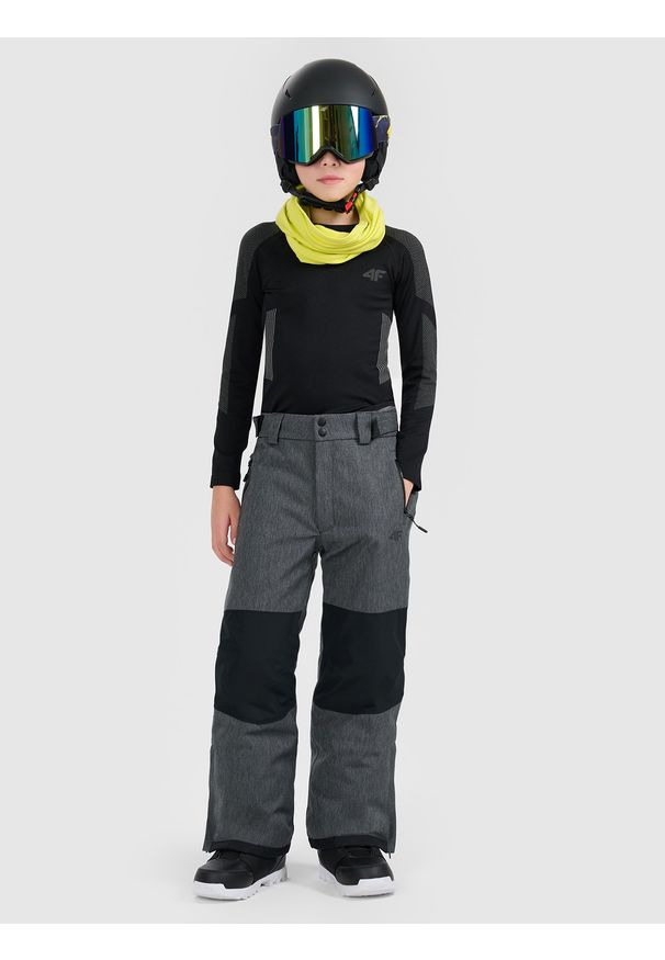 4f - 4F Spodnie snowboardowe membrana 10000 chłopięce - czarne 158 (12-13 lat). Kolor: czarny. Materiał: materiał, poliester. Sezon: lato. Sport: snowboard