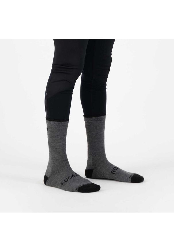 ROGELLI - Skarpetki zimowe z owczej wełny Rogelli Merino. Kolor: szary, wielokolorowy, czarny. Materiał: wełna. Sport: kolarstwo