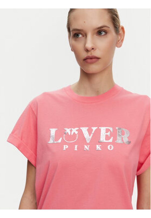 Pinko - PINKO T-Shirt 104605 A2D1 N55 Różowy Regular Fit. Kolor: różowy. Materiał: bawełna