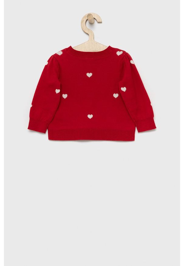 GAP Sweter bawełniany dziecięcy kolor czerwony. Okazja: na co dzień. Kolor: czerwony. Materiał: bawełna. Styl: casual