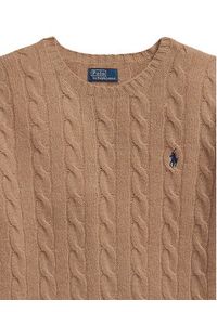 Polo Ralph Lauren Sweter 211971865002 Beżowy Slim Fit. Typ kołnierza: polo. Kolor: beżowy. Materiał: wełna #4