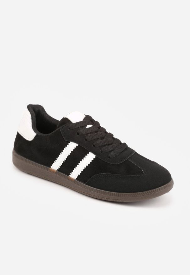 Born2be - Czarno-Białe Sneakersy z Imitacji Zamszu na Płaskiej Podeszwie Memeriana. Kolor: czarny. Materiał: zamsz. Szerokość cholewki: normalna. Obcas: na płaskiej podeszwie