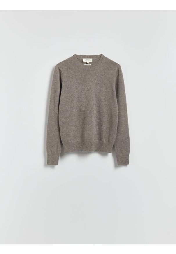 Reserved - Wełniany sweter z dodatkiem kaszmiru - brązowy. Kolor: brązowy. Materiał: wełna, kaszmir