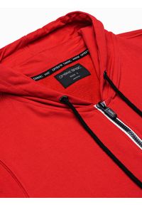 Ombre Clothing - Bluza męska rozpinana z kapturem - czerwona B1152 - XL. Typ kołnierza: kaptur. Kolor: czerwony. Materiał: bawełna, poliester #4