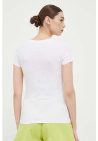 Armani Exchange t-shirt bawełniany kolor biały. Okazja: na co dzień. Kolor: biały. Materiał: bawełna. Wzór: aplikacja. Styl: casual, klasyczny #5
