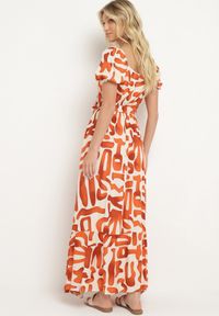 Born2be - Pomarańczowa Wiskozowa Sukienka z Kopertowym Dekoltem i Materiałowym Paskiem z Gumką w Talii Vikailla. Kolor: pomarańczowy. Materiał: wiskoza, materiał. Wzór: aplikacja. Typ sukienki: kopertowe. Styl: elegancki #7
