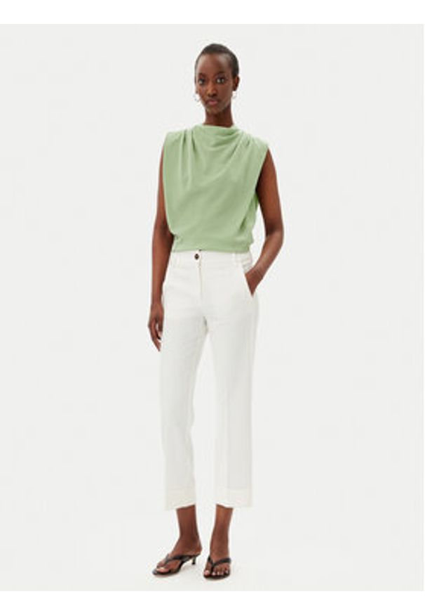 Marella Spodnie materiałowe Duello 2515131191 Écru Regular Fit. Kolor: kremowy. Materiał: syntetyk