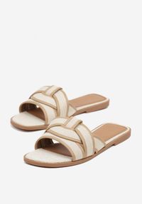 Born2be - Beżowe Klapki z Geometryczną Cholewką Silanisse. Okazja: na co dzień. Kolor: beżowy. Wzór: geometria. Sezon: lato, wiosna. Styl: elegancki, casual #6
