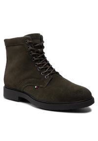 TOMMY HILFIGER - Kozaki Tommy Hilfiger Elevated Rounded Suede Lace Boot FM0FM04185 Olive MR9. Kolor: zielony. Materiał: skóra, zamsz #1